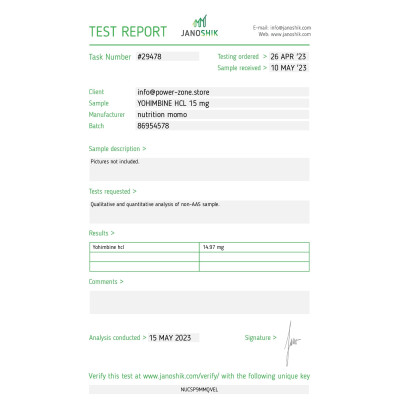 Yohimbine HCL 15mg